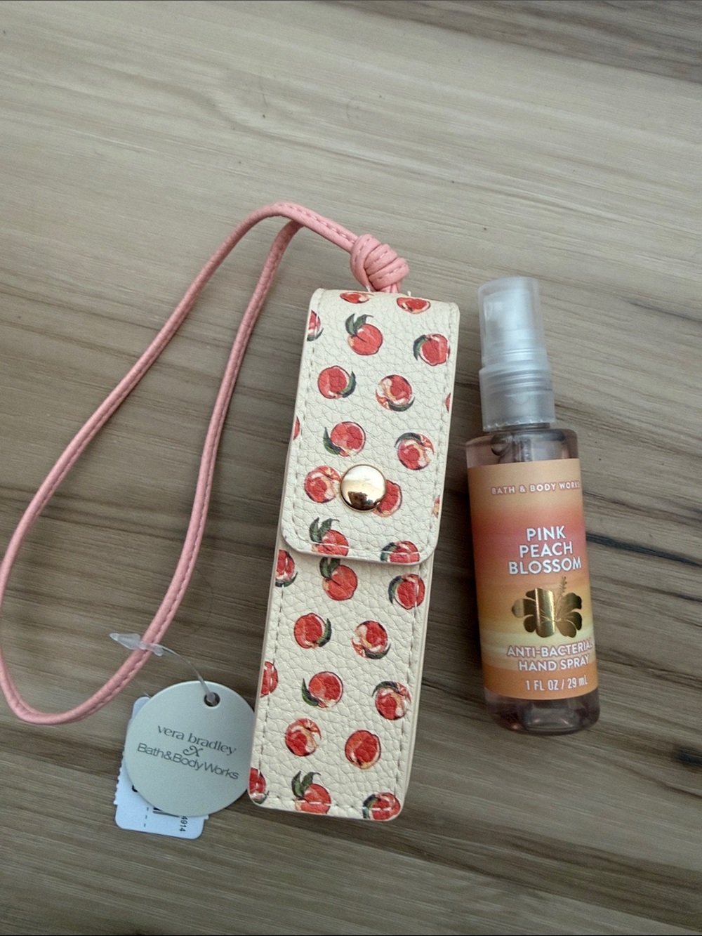 B&BW x Vera Bradley peach sanitizer holder